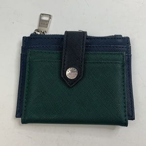 Steve Madden Mini wallet coin purse Blue Green Zip snap closure ID pocket